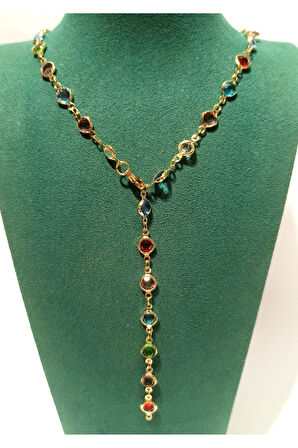 Monalisa Home  Lüks Figürlü Gösterişli Renkli Taşlı Y Kolye