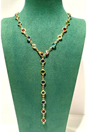 Monalisa Home  Lüks Figürlü Gösterişli Renkli Taşlı Y Kolye