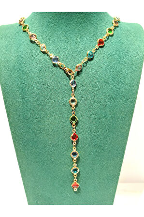 Monalisa Home  Lüks Figürlü Gösterişli Renkli Taşlı Y Kolye