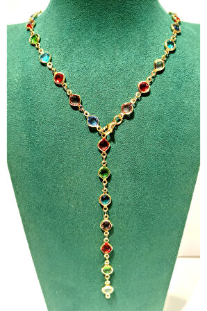 Monalisa Home  Lüks Figürlü Gösterişli Renkli Taşlı Y Kolye