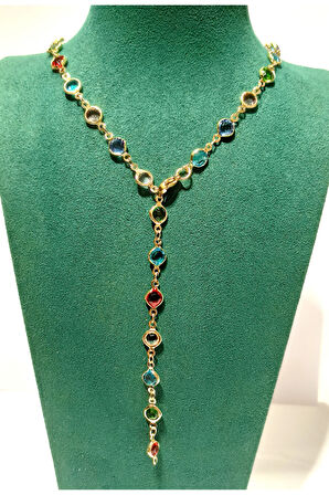 Monalisa Home  Lüks Figürlü Gösterişli Renkli Taşlı Y Kolye