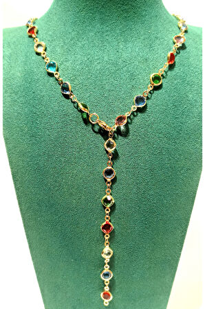 Monalisa Home  Lüks Figürlü Gösterişli Renkli Taşlı Y Kolye