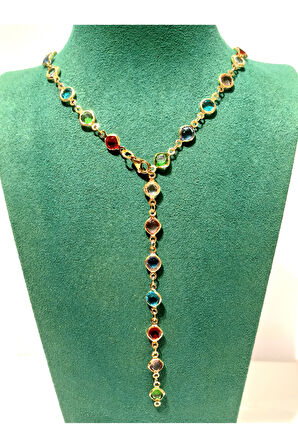 Monalisa Home  Lüks Figürlü Gösterişli Renkli Taşlı Y Kolye