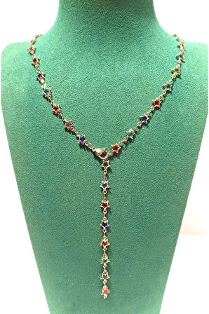 Monalisa Home  Lüks Figürlü Gösterişli Renkli Taşlı Y Kolye