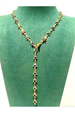 Monalisa Home  Lüks Figürlü Gösterişli Renkli Taşlı Y Kolye