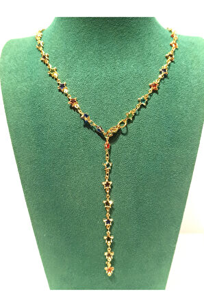 Monalisa Home  Lüks Figürlü Gösterişli Renkli Taşlı Y Kolye