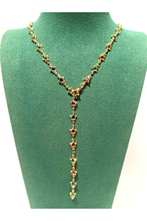 Monalisa Home  Lüks Figürlü Gösterişli Renkli Taşlı Y Kolye