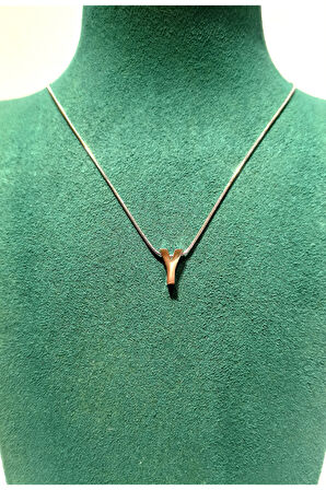 Monalisa Home Gümüş Renk Lüks Figürlü Gösterişli  ''Y'' Harfi Kolye