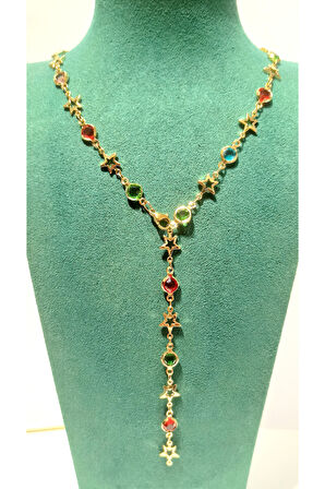 Monalisa Home Renkli Lüks Figürlü Gösterişli   Çelik Y Kolye