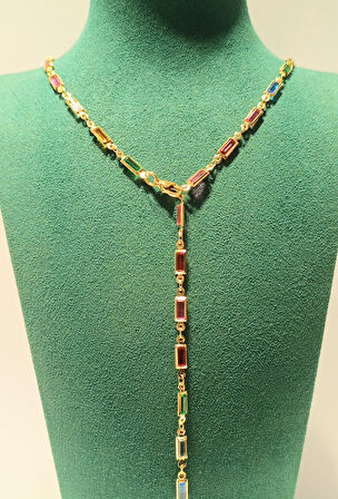 Monalisa Home Renkli Lüks Figürlü Gösterişli   Çelik Y Kolye