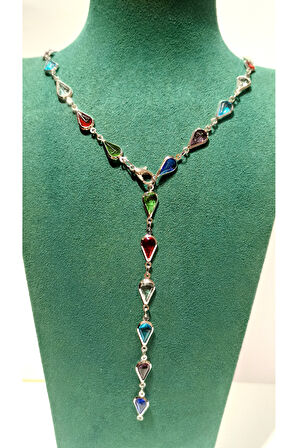 Monalisa Home Renkli Lüks Figürlü Gösterişli   Çelik Y Kolye