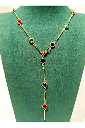 Monalisa Home Renkli Lüks Figürlü Gösterişli   Çelik Y Kolye