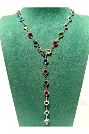 Monalisa Home Renkli Lüks Figürlü Gösterişli   Çelik Y Kolye