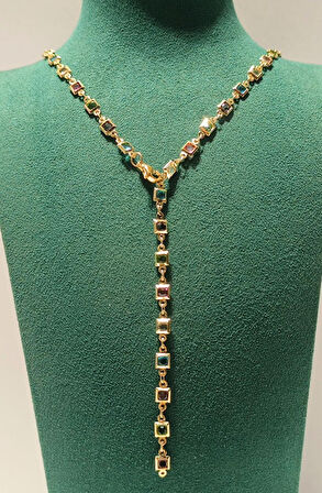 Monalisa Home Renkli Lüks Figürlü Gösterişli   Çelik Y Kolye