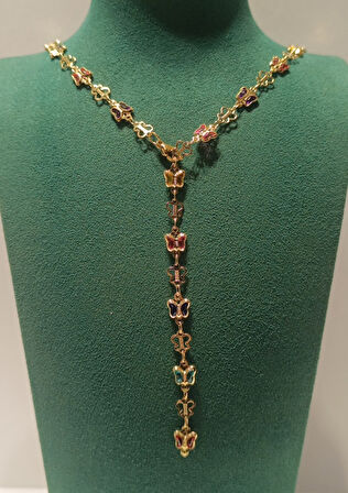 Monalisa Home Renkli Lüks Figürlü Gösterişli   Çelik Y Kolye