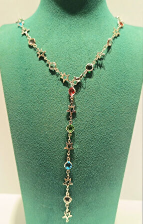 Monalisa Home Renkli Lüks Figürlü Gösterişli   Çelik Y Kolye