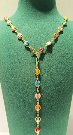 Monalisa Home Renkli Lüks Figürlü Gösterişli   Çelik Y Kolye