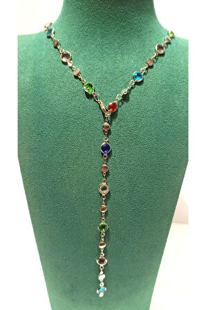 Monalisa Home Renkli Lüks Figürlü Gösterişli   Çelik Y Kolye