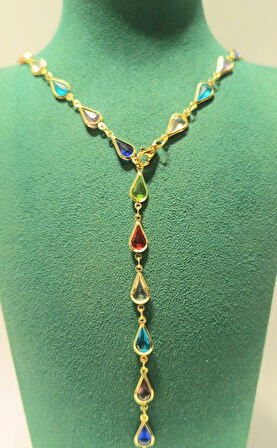 Monalisa Home Renkli Lüks Figürlü Gösterişli   Çelik Y Kolye