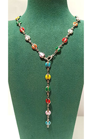 Monalisa Home Renkli Lüks Figürlü Gösterişli   Çelik Y Kolye