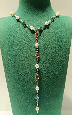 Monalisa Home Renkli Lüks Figürlü Gösterişli   Çelik Y Kolye