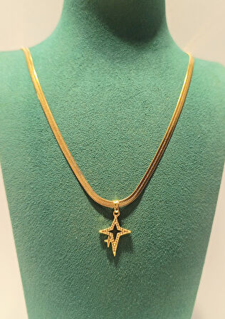 Monalisa Home Gold Renk Lüks Gösterişli Figürlü Çelik Kolye