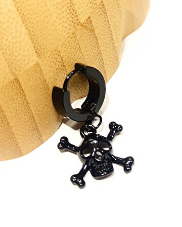 Monalisa Home Çelik Siyah Figürlü Unisex Küpe