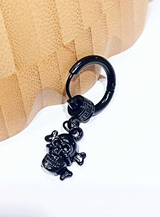 Monalisa Home Çelik Siyah Figürlü Unisex Küpe