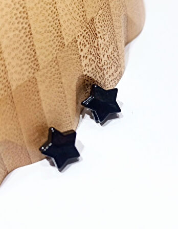 Monalisa Home Çelik Siyah Figürlü Unisex Küpe