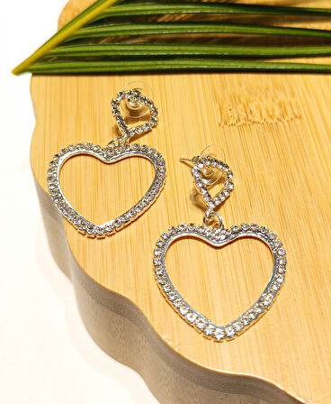 Monalisa Home Lüks Gümüş Renk Taşlı Abiye Küpe