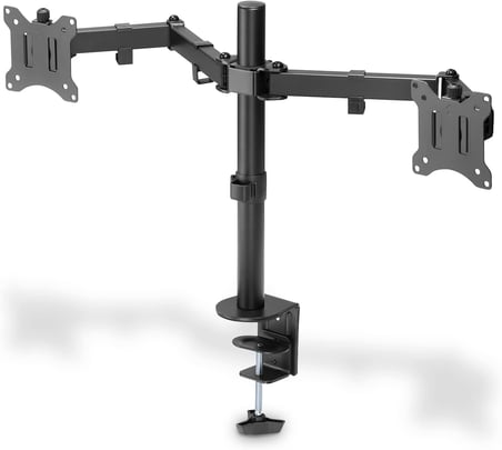 Monitör Tutucusu - Masa Kelepçesi - 2 Monitör - 32 İnçe Kadar - 3X 8 kg'a Kadar - VESA 75x75, 100x100 - Siyah