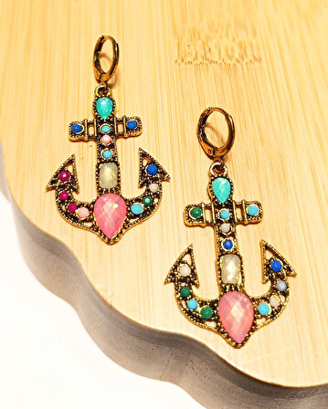 Monalisa Home Lüks Renkli Figürlü Otantik Küpe