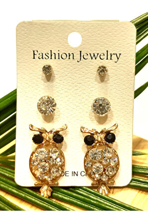 Monalisa Home  Baykuş Figürlü Çoklu Küpe Seti