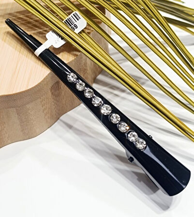 Monalisa Home 13cm Gösterişli   Siyah Taşlı Muz Toka