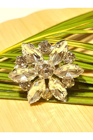 Monalisa Home Lüks Taşlı Çiçek Tasarımlı Broş