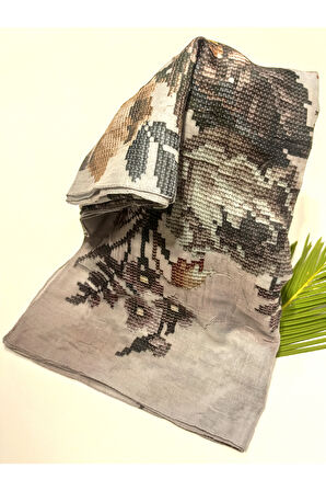 Monalisa Home 90x90 Lüks Figürlü Gösterişli Dökümlü Eşarp