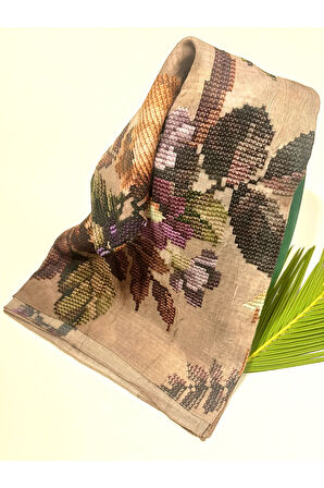 Monalisa Home 90x90 Lüks Figürlü Gösterişli Dökümlü Eşarp