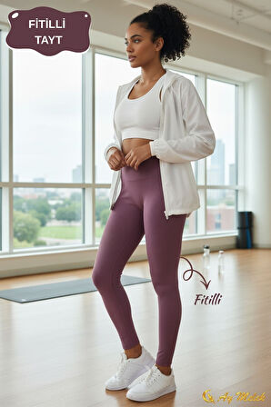 Kadın Tayt Yüksek Bel Toparlayıcı İç Göstermeyen Mevsimlik Fitilli Tayt