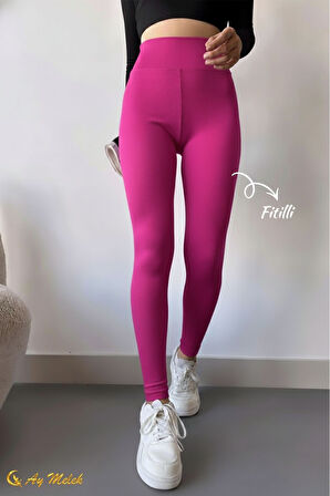 Kadın Tayt Yüksek Bel Toparlayıcı İç Göstermeyen Mevsimlik Fitilli Tayt