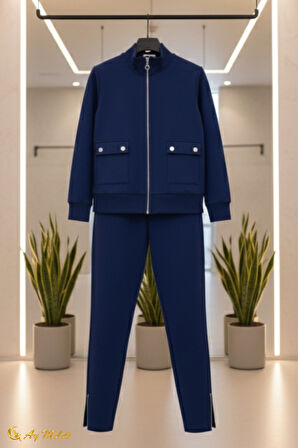 Kadın Spor Eşofman Takım Yumuşak Dokulu Modal Kumaş Cep Detaylı Takım