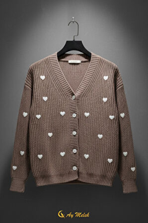 Kadın Triko Hırka V Yaka Kısa Dokulu Düğmeli Hırka