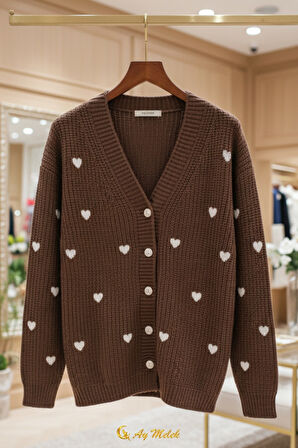 Kadın Triko Hırka V Yaka Kısa Dokulu Düğmeli Hırka