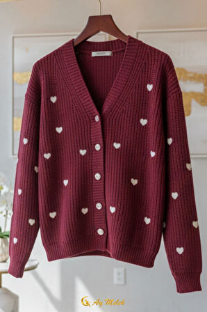 Kadın Triko Hırka V Yaka Kısa Dokulu Düğmeli Hırka