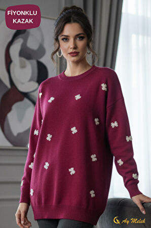 Kadın Triko Kazak Yumuşak Dokulu Bisiklet Yaka Kazak