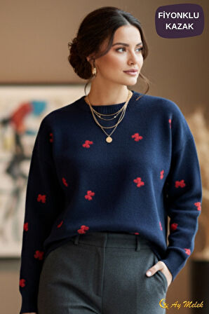 Kadın Triko Kazak Yumuşak Dokulu Bisiklet Yaka Kazak