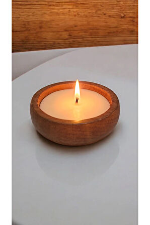 Seni Seviyorum Gizli Mesajlı Ahşap Mumlukta Lavanta Kokulu %100 Doğal Soya Mum