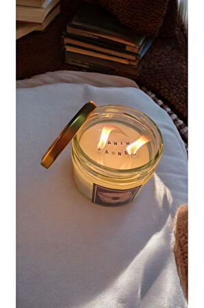 Canım Annem Gizli Mesajlı Anneler Günü Lavanta Kokulu %100 Doğal Soya Mum (sarı kapak)