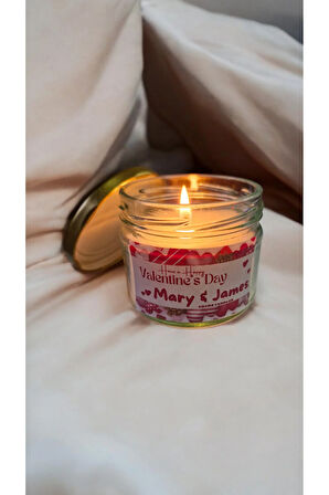 Sevgililer Gününe Özel Lavanta Kokulu Soya Mum- Sarı Kapaklı Kavanoz