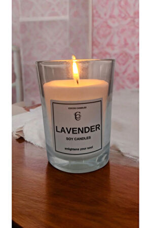 Cam Bardakta Lavanta Kokulu %100 Doğal Soya Mum (6 cm)