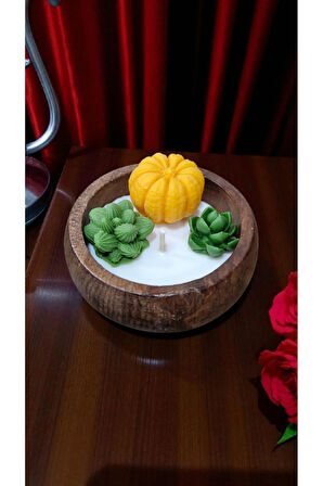 Lavanta Kokulu Doğal Soya Wax Mum Ahşap Kasede Rahatlatıcı Dekoratif 9 cm